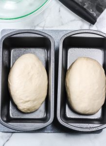 two bread pans with dough