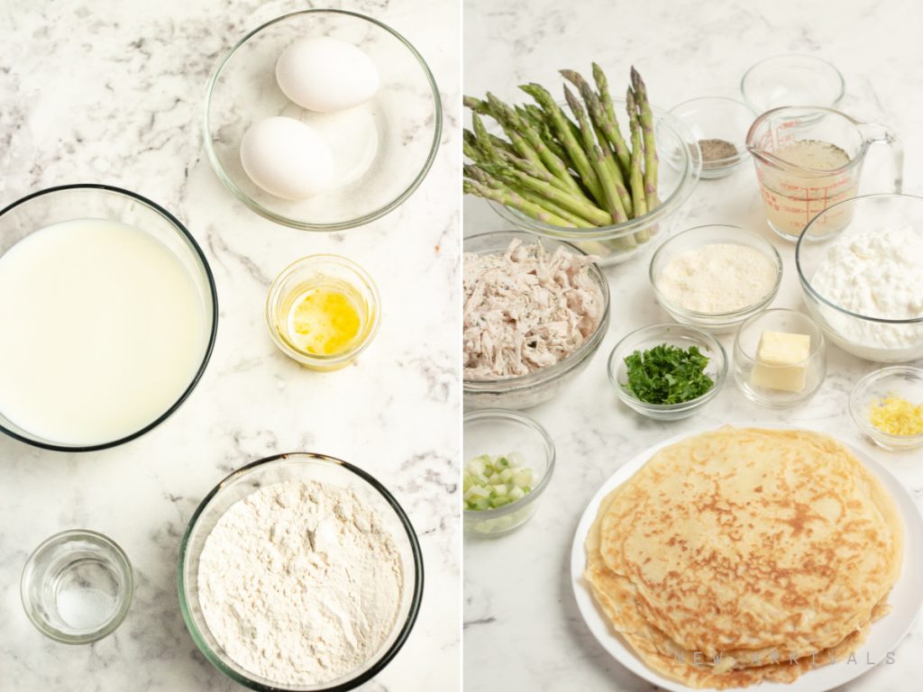 ingredients for chicken crepes with asparagus