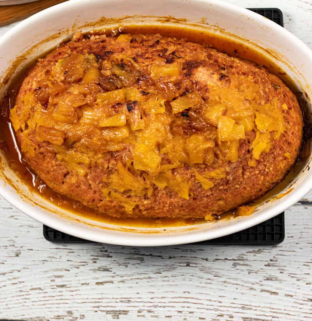 amish ham loaf in serving dish