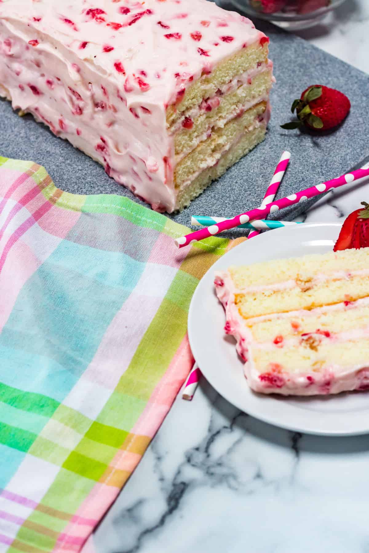 strawberry layered loaf cake