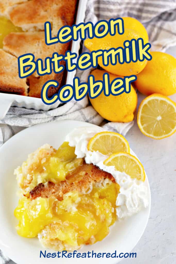 lemon buttermilk cobbler pin image
