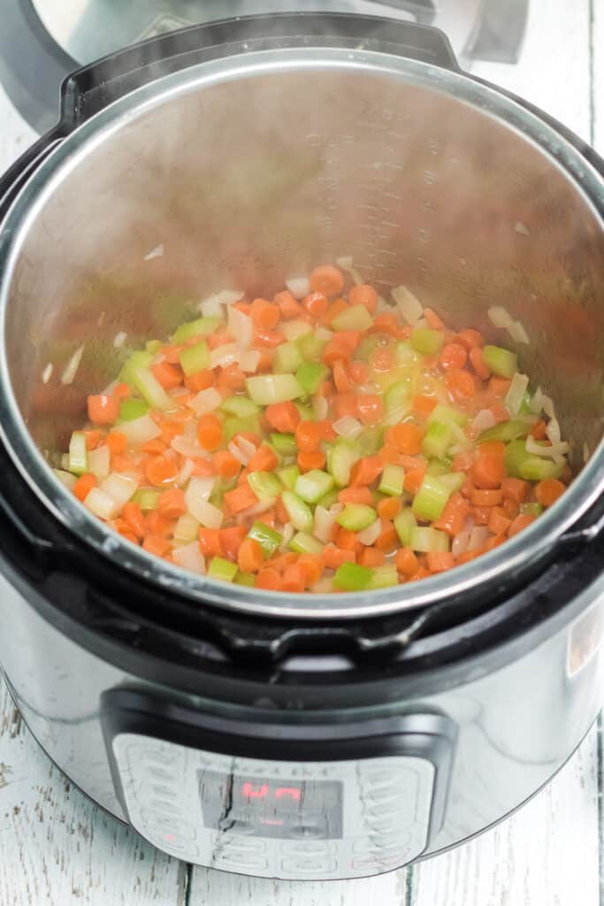 vegetables sauteing in instant pot