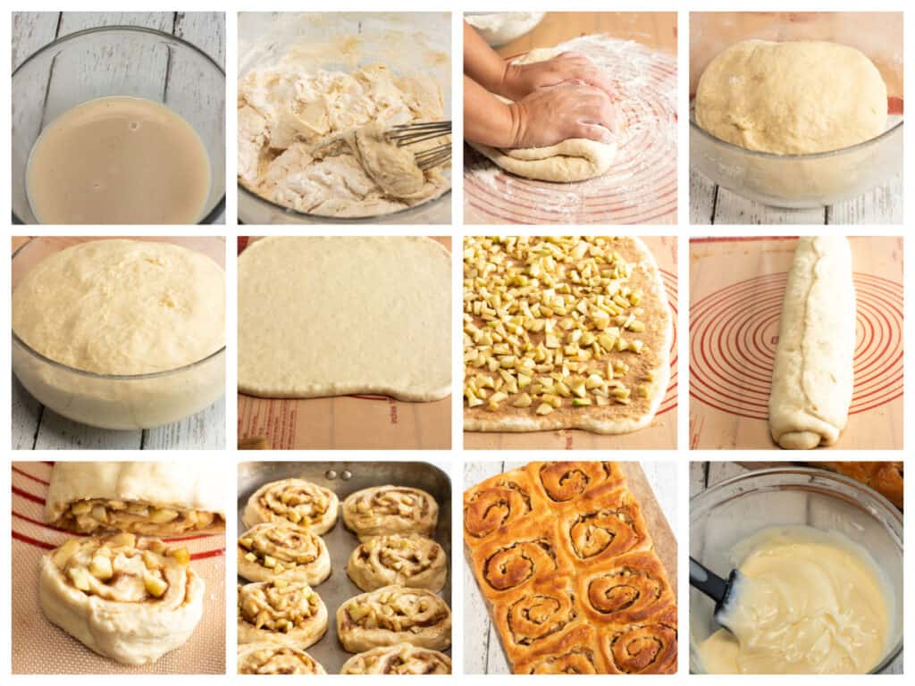 process of makinf apple cinnamon rolls