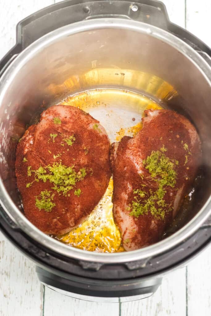 chicken rubbed with chili spices in instant pot