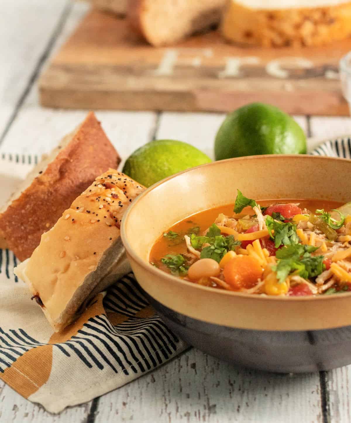 bowl of cilantro chicken soup
