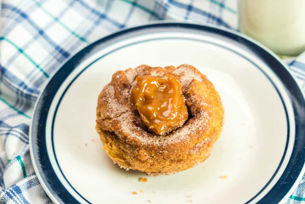 cruffin with caramel on top