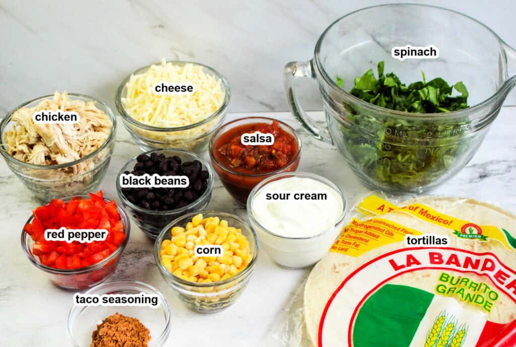 ingredients for southwest chicken wraps