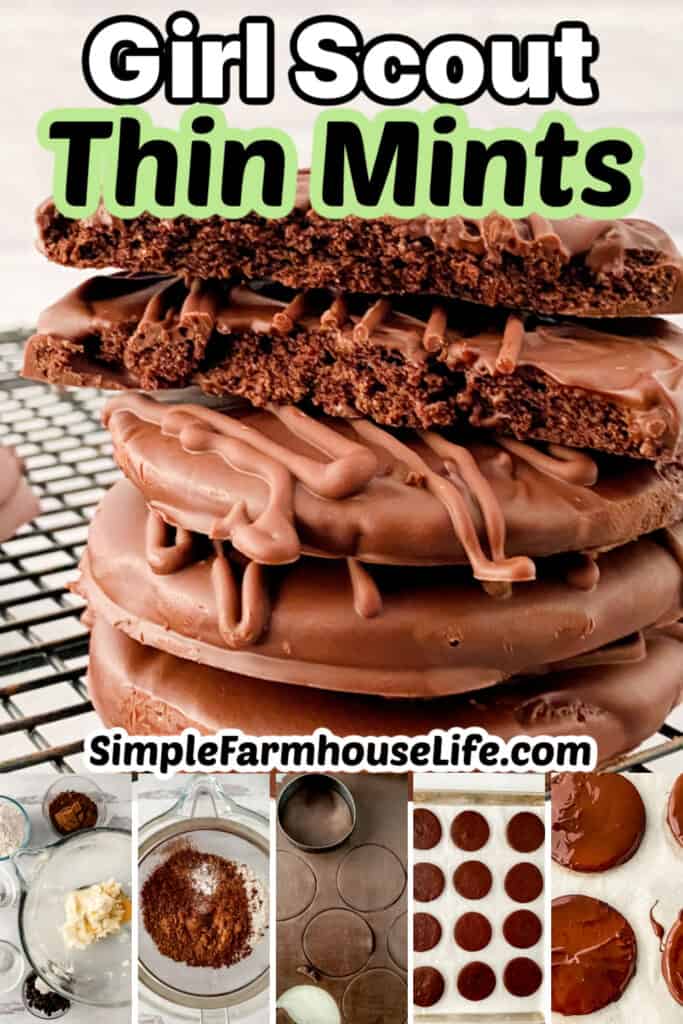 girl scout thin mints stacked on baking rack