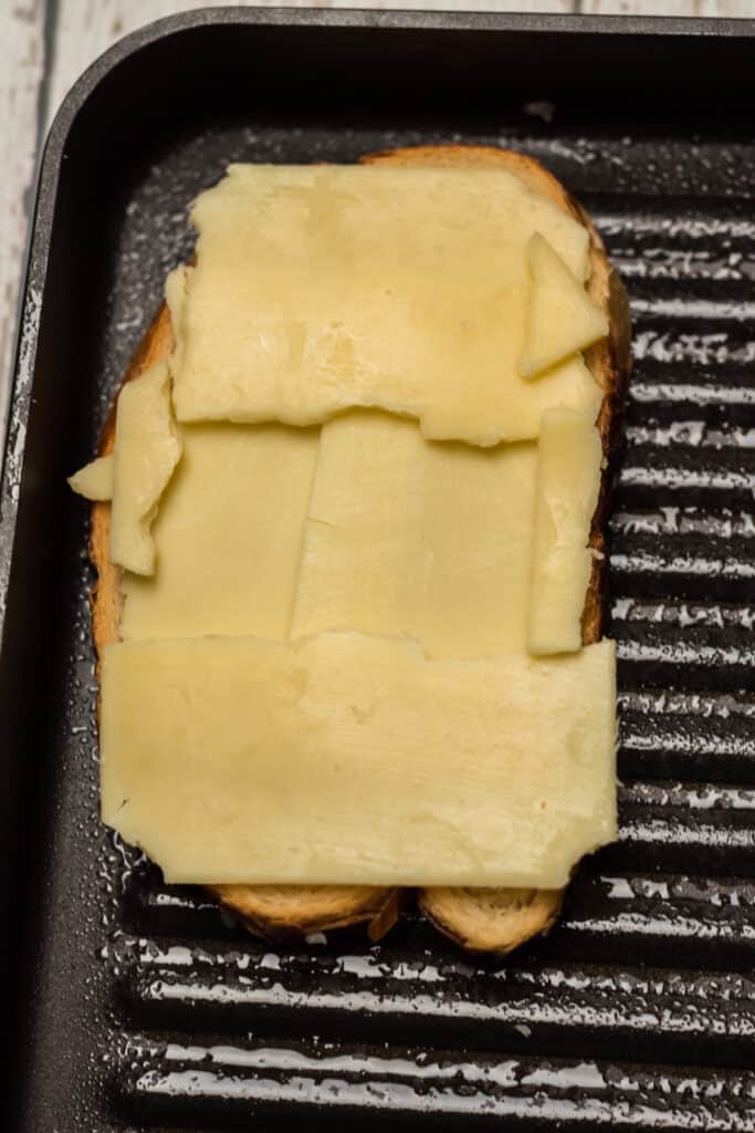 cheese placed on sourdough bread