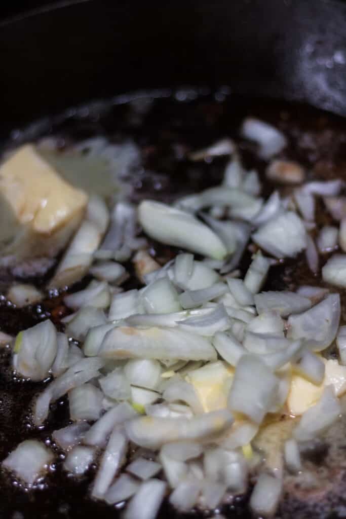 sauteing onions and butter