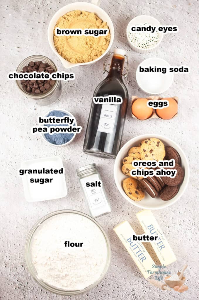 ingredients for cookie monster cookies
