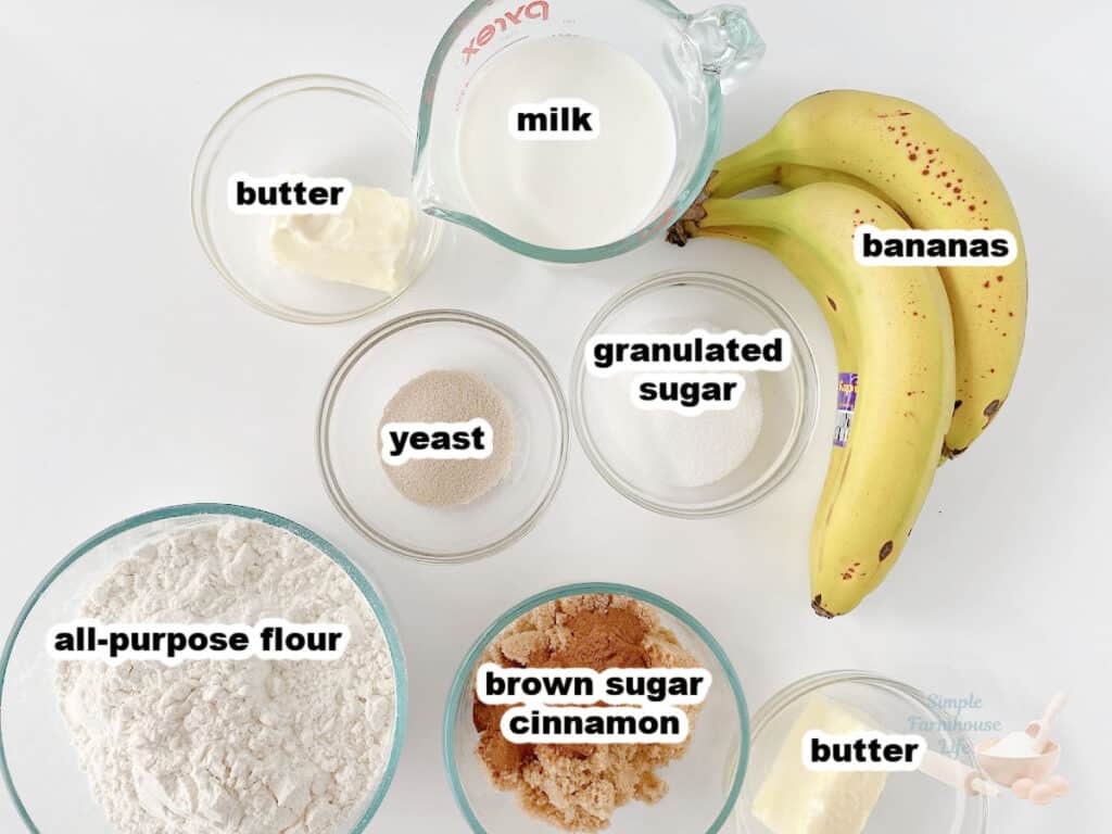 ingredients for banana cinnamon rolls