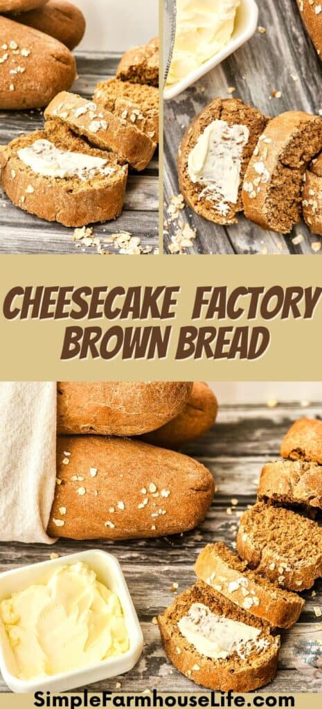 cheesecake factory brown bread pin collage