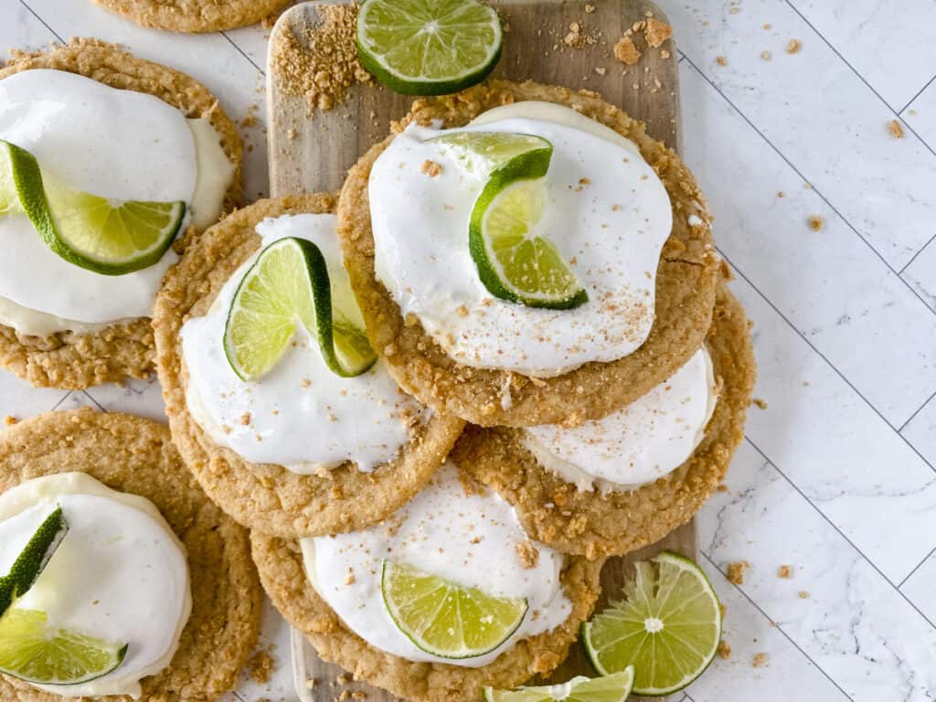 key lime crumbl cookies stacked