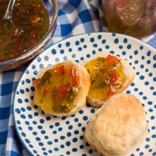 pepper relish on a biscuit
