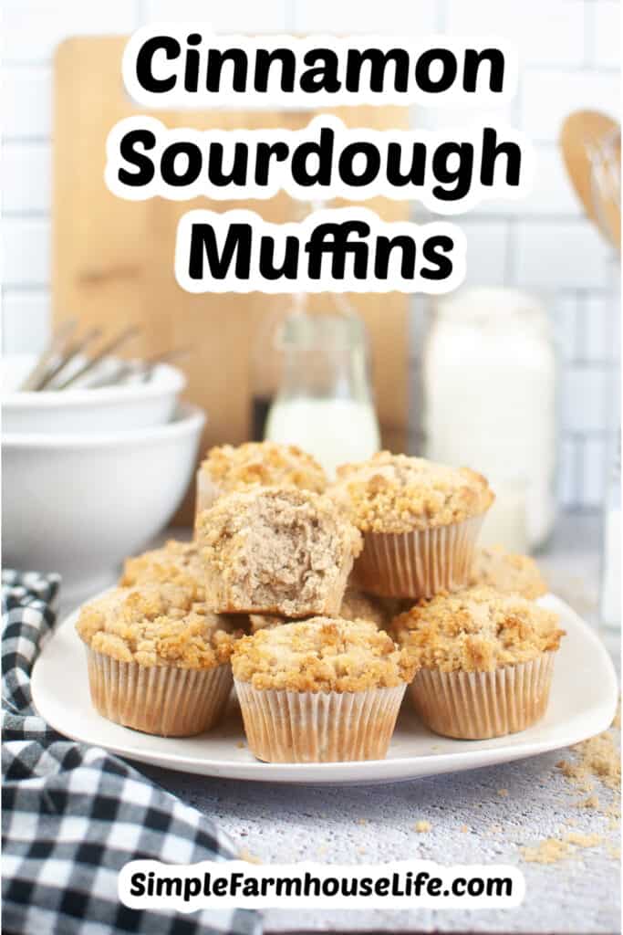 plate of sourdough cinnamon muffins
