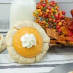 pumpkin pie cookie with bottle of milk