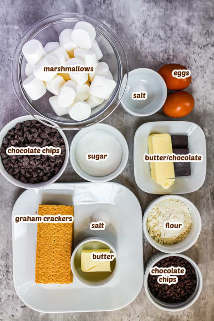 ingredients for s'mores brownies